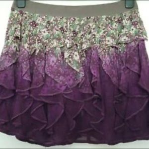 TOPSHOP UK10 US6 Purple Dipped Floral Frill Skirt